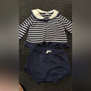 Janie and Jack Navy and White Striped Kids Matching Set